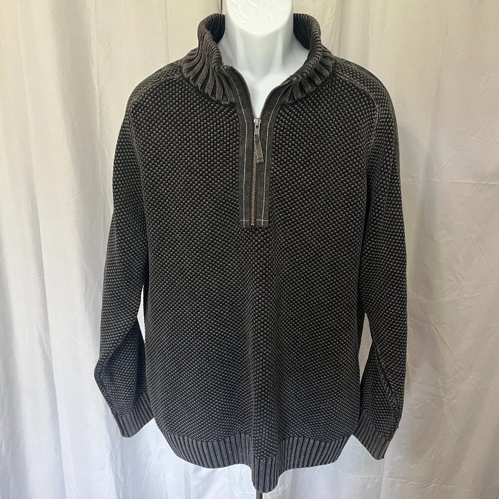 🪓 Carbon2Cobalt Men’s Heavy Gray Fisherman 1/4 Zip Pullover Sweater L 🧭